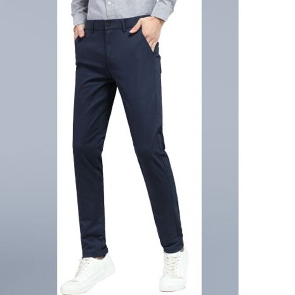 Plaid & Plain Men's Skinny Stretchy Khaki Pants Colored Pants Slim Fit Slacks - Picture 1 of 7